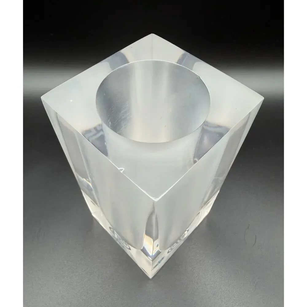 Jonathan Adler Clear & Frosted Bel Air Test Tube Vase 5.5” Square Lucite Acrylic